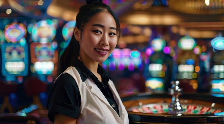 balivegas188 Live Sic Bo studio with dealer shaking dice cup under live camera